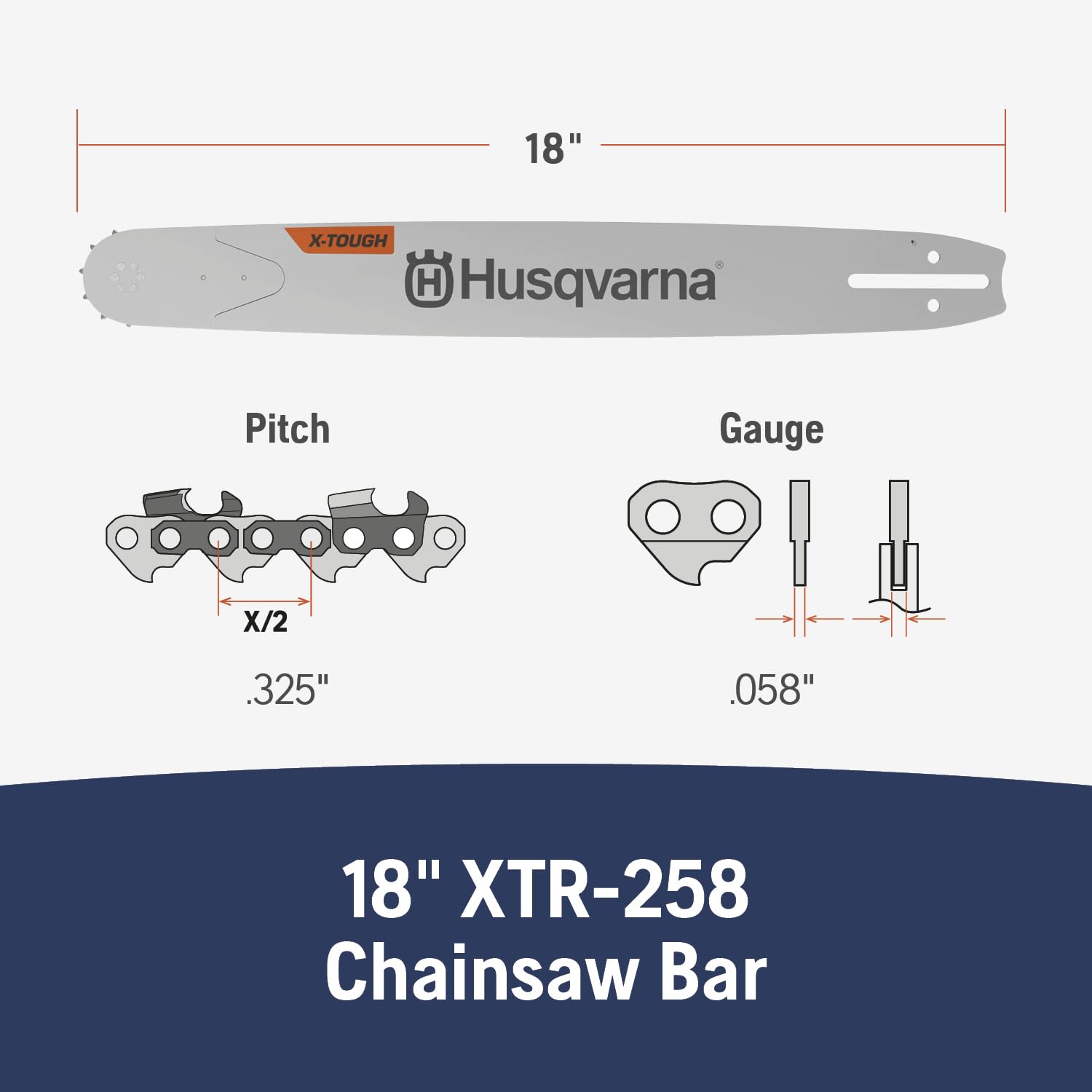 Amazon.com: Husqvarna X-Tough 18 inch Chainsaw Bar, .325
